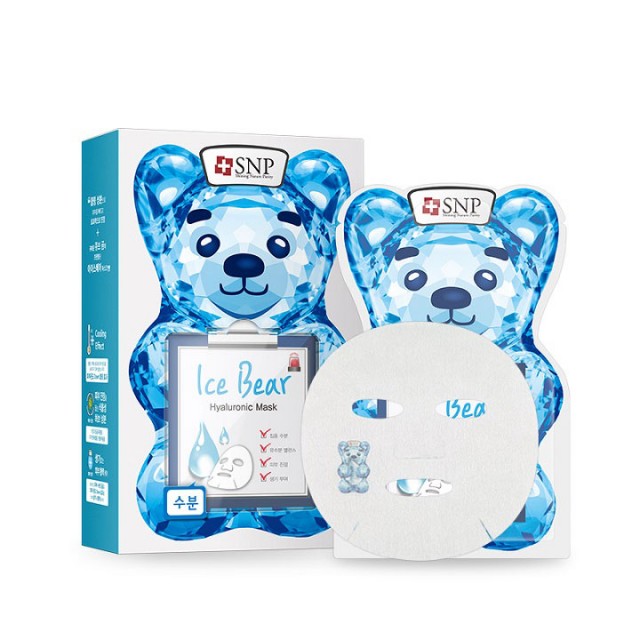 FACE MASK WITH HYALURONIC ACID - SNP ICE BEAR HYALURONIC MASK 33ML